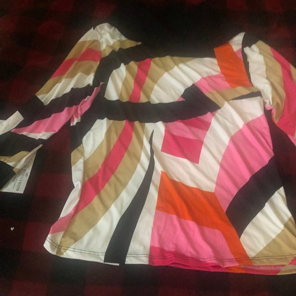 Rebound women Junior Plus 2X Multicolored Cowl Neck Top - Picture 5 of 5